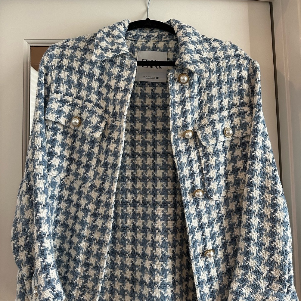 Zara Blue Houndstooth Women's Jacket